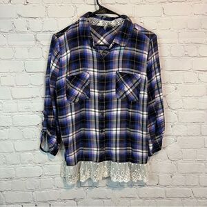 New Direction Plaid Cotton Flannel Style LS Button-Up Women’s Size Medium